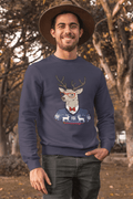 Ultrabasic - Graphique Homme Cerf Noël Cadeau Imprimé Manche Longue Tee-Shirt French Navy