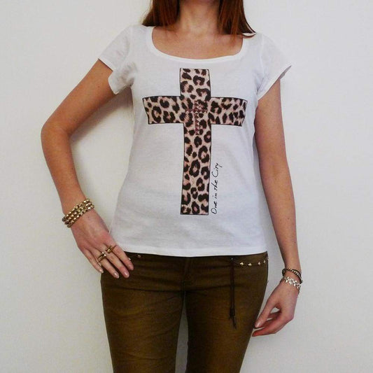 Crucifix T-Shirt Short-Sleeve Top Celebrity