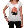 Cupcake Cherry Bomb, Damen Kurzarm-T-Shirt mit U-Ausschnitt 00152