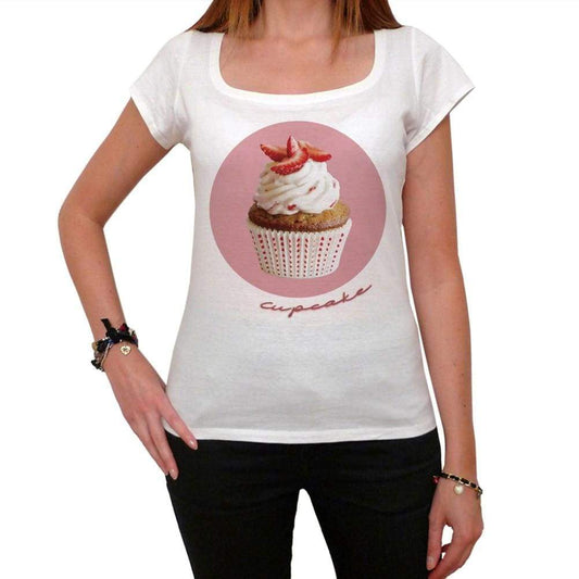 Cupcake Strawberry Chantilly Chocolate Red Womens Short Sleeve Scoop Neck Tee 00152