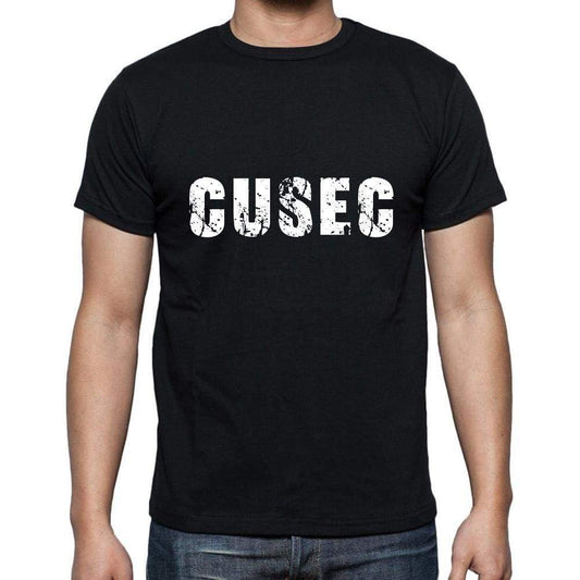 Cusec Mens Short Sleeve Round Neck T-Shirt 5 Letters Black Word 00006 - Casual