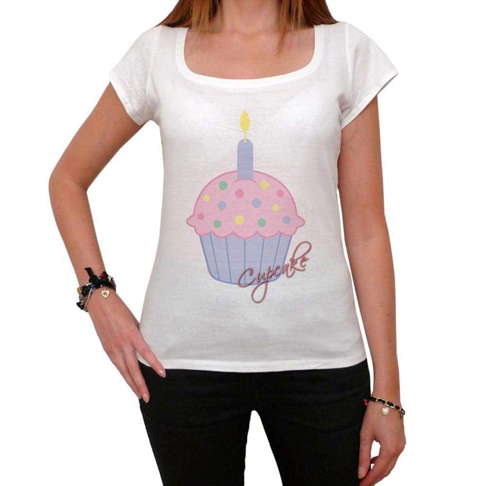 Cute Pink Birthday Cupcake Womens Short Sleeve Scoop Neck Tee 00152