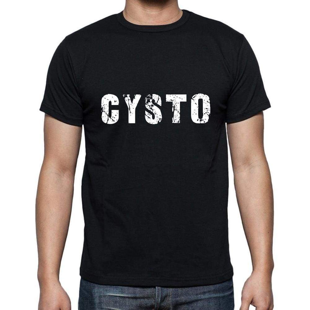 Cysto Mens Short Sleeve Round Neck T-Shirt 5 Letters Black Word 00006 - Casual