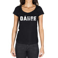 dähre, German Cities Black, Women's Short Sleeve Round Neck T-shirt 00002