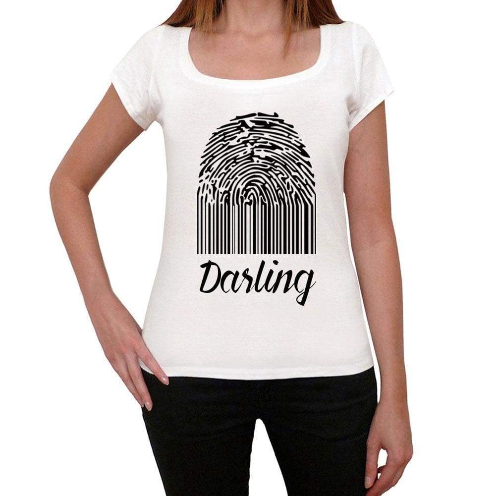 Darling Fingerprint White Womens Short Sleeve Round Neck T-Shirt Gift T-Shirt 00304 - White / Xs - Casual