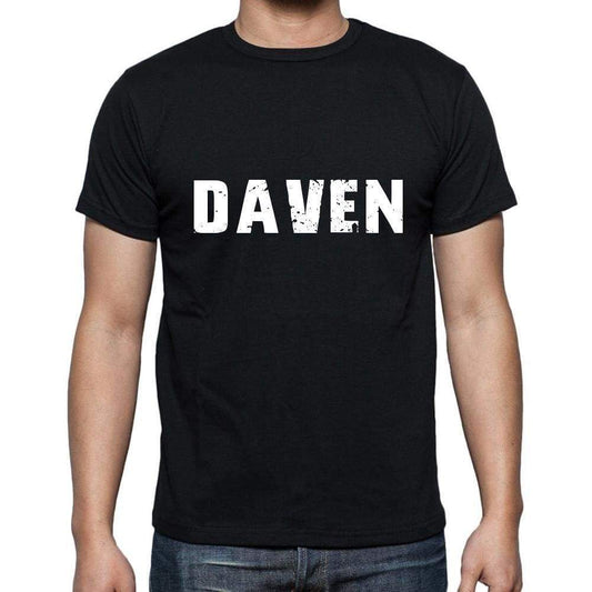 Daven Mens Short Sleeve Round Neck T-Shirt 5 Letters Black Word 00006 - Casual