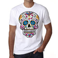 Day of the dead skull white 1, Men's White tee, 100% Cotton 00187