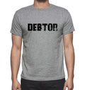 DEBTOR, Grey, Men's Short Sleeve Round Neck T-shirt 00018