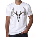 Tatouage de crâne de cerf, t-shirt blanc pour hommes, 100% coton 00162