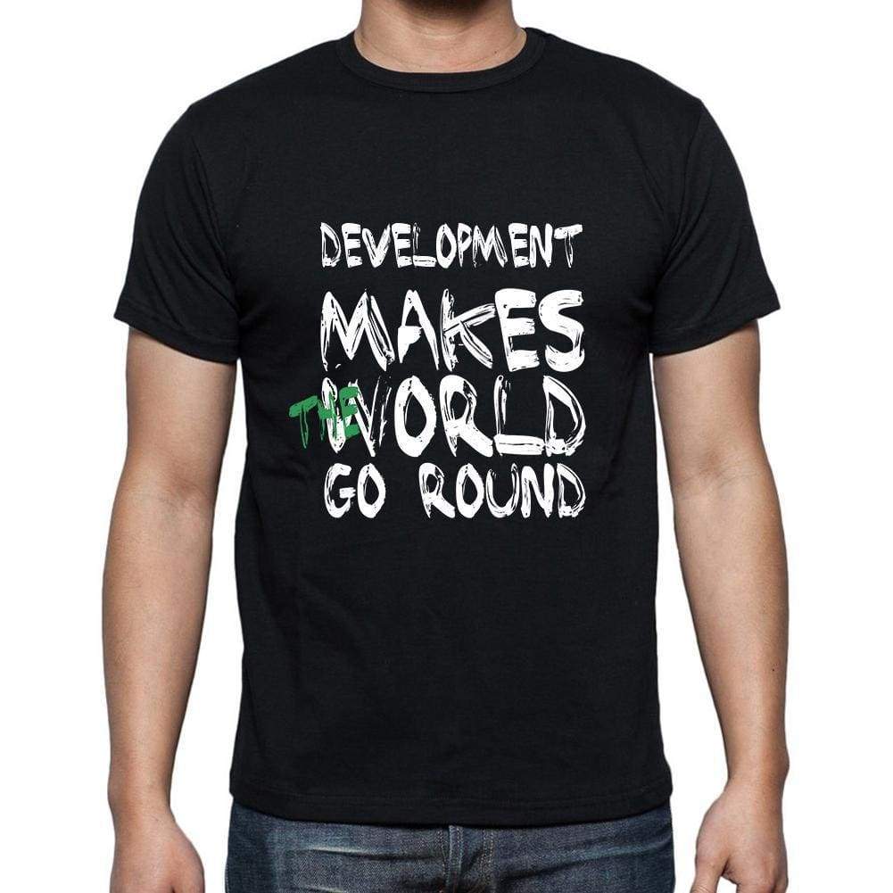Development World Goes Round Mens Short Sleeve Round Neck T-Shirt 00082 - Black / S - Casual