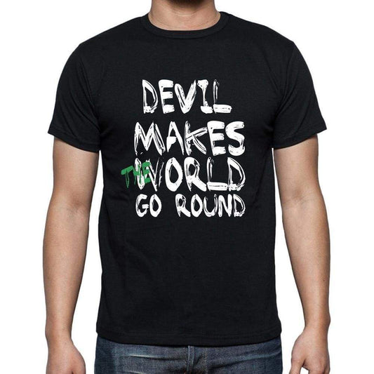 Devil World Goes Round Mens Short Sleeve Round Neck T-Shirt 00082 - Black / S - Casual