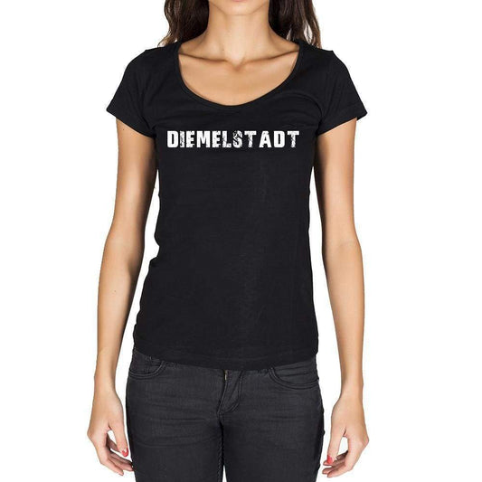 Diemelstadt German Cities Black Womens Short Sleeve Round Neck T-Shirt 00002 - Casual