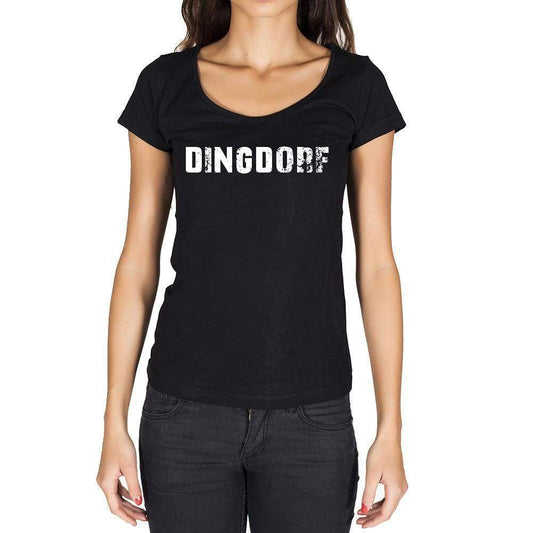 Dingdorf German Cities Black Womens Short Sleeve Round Neck T-Shirt 00002 - Casual