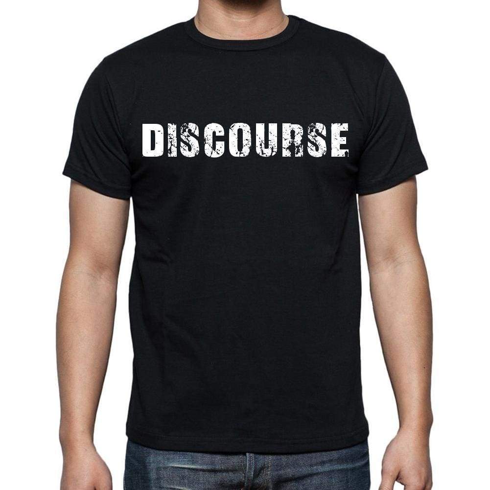 Discourse White Letters Mens Short Sleeve Round Neck T-Shirt 00007
