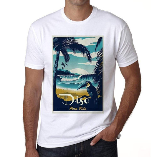 Diso Pura Vida Beach Name White Mens Short Sleeve Round Neck T-Shirt 00292 - White / S - Casual