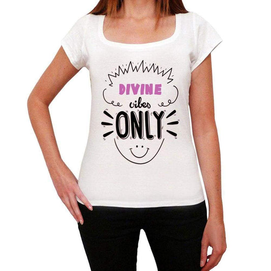 DIVINE, Vibes Only, White, <span>Women's</span> <span><span>Short Sleeve</span></span> <span>Round Neck</span> T-shirt, gift t-shirt 00298 - ULTRABASIC