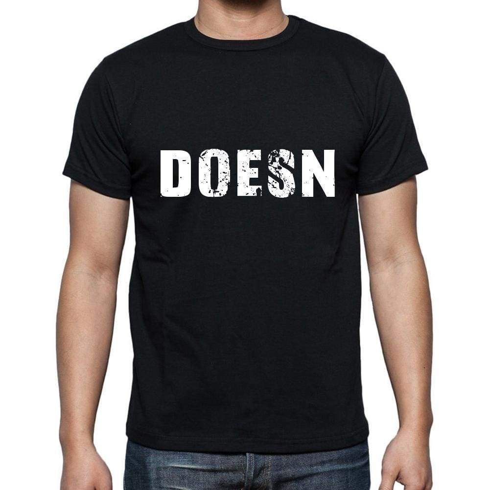 Doesn Mens Short Sleeve Round Neck T-Shirt 5 Letters Black Word 00006 - Casual