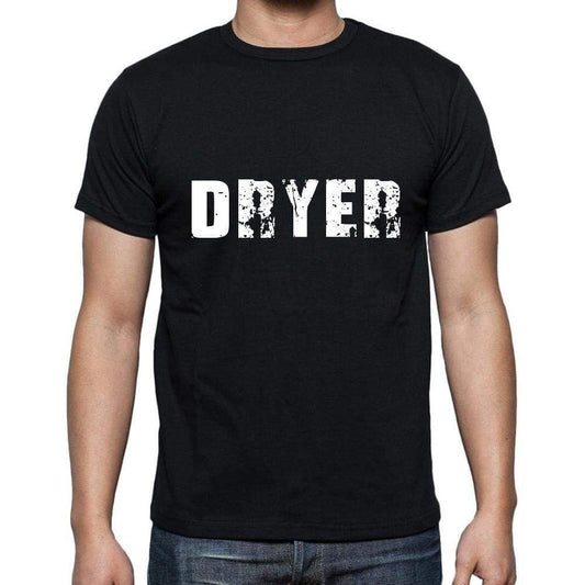 Dryer Mens Short Sleeve Round Neck T-Shirt 5 Letters Black Word 00006 - Casual