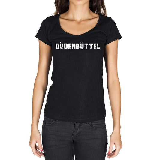 Düdenbüttel German Cities Black Womens Short Sleeve Round Neck T-Shirt 00002 - Casual