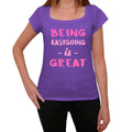 Easygoing, Being Great, Purple, Women's Short Sleeve Round Neck T-shirt, gift t-shirt 00336