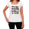 efficiency, World Goes Round, Women's Short Sleeve Round White T-shirt 00083