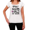 effort, World Goes Round, Women's Short Sleeve Round White T-shirt 00083