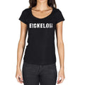eickeloh, German Cities Black, Women's Short Sleeve Round Neck T-shirt 00002