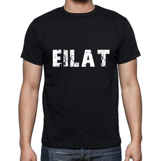 Eilat Mens Short Sleeve Round Neck T-Shirt 5 Letters Black Word 00006 - Casual