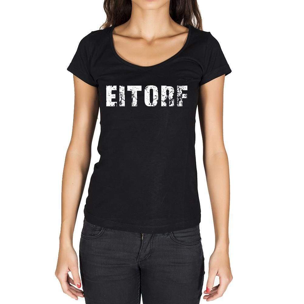 Eitorf German Cities Black Womens Short Sleeve Round Neck T-Shirt 00002 - Casual