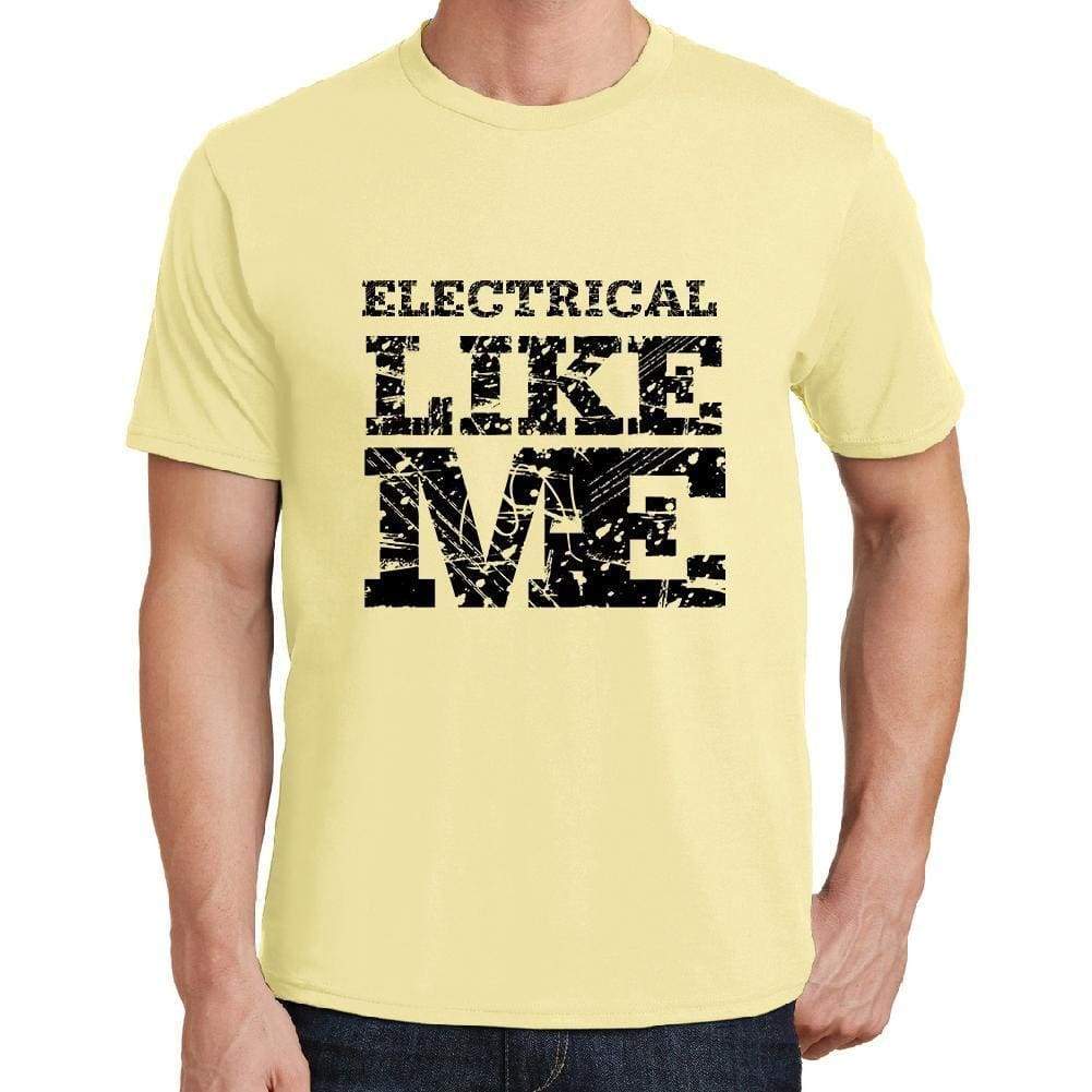 Electrical Like Me Yellow Mens Short Sleeve Round Neck T-Shirt 00294 - Yellow / S - Casual
