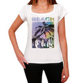 Eleko, Beach Name Palm, white, Women's Short Sleeve Round Neck T-shirt 00287