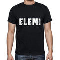 elemi Men's Short Sleeve Round Neck T-shirt , 5 letters Black , word 00006