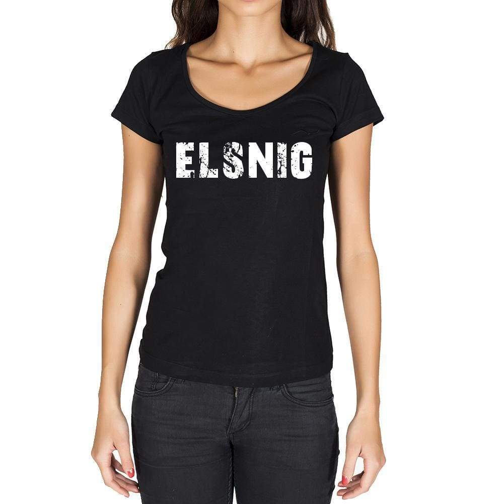 Elsnig German Cities Black Womens Short Sleeve Round Neck T-Shirt 00002 - Casual