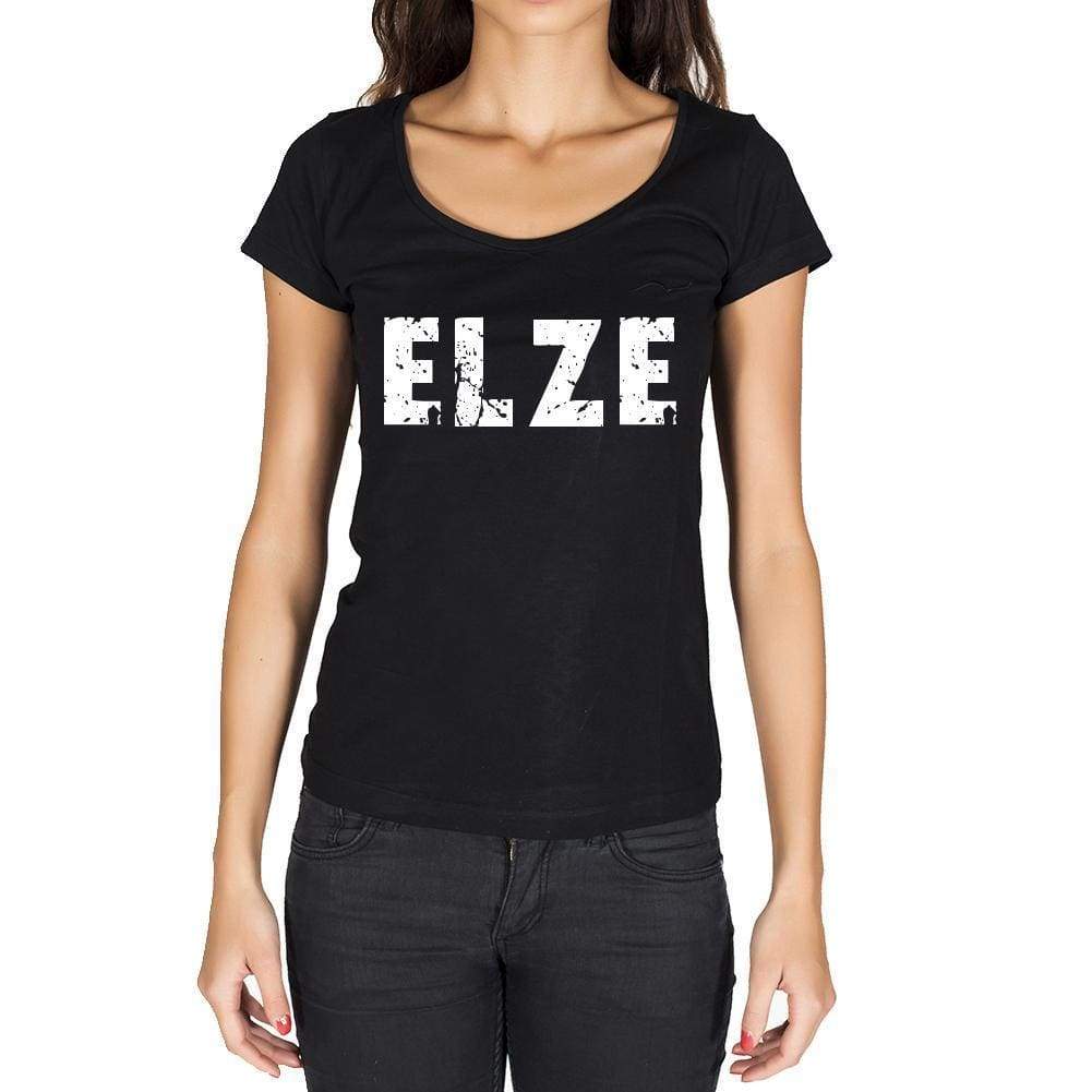 Elze German Cities Black Womens Short Sleeve Round Neck T-Shirt 00002 - Casual