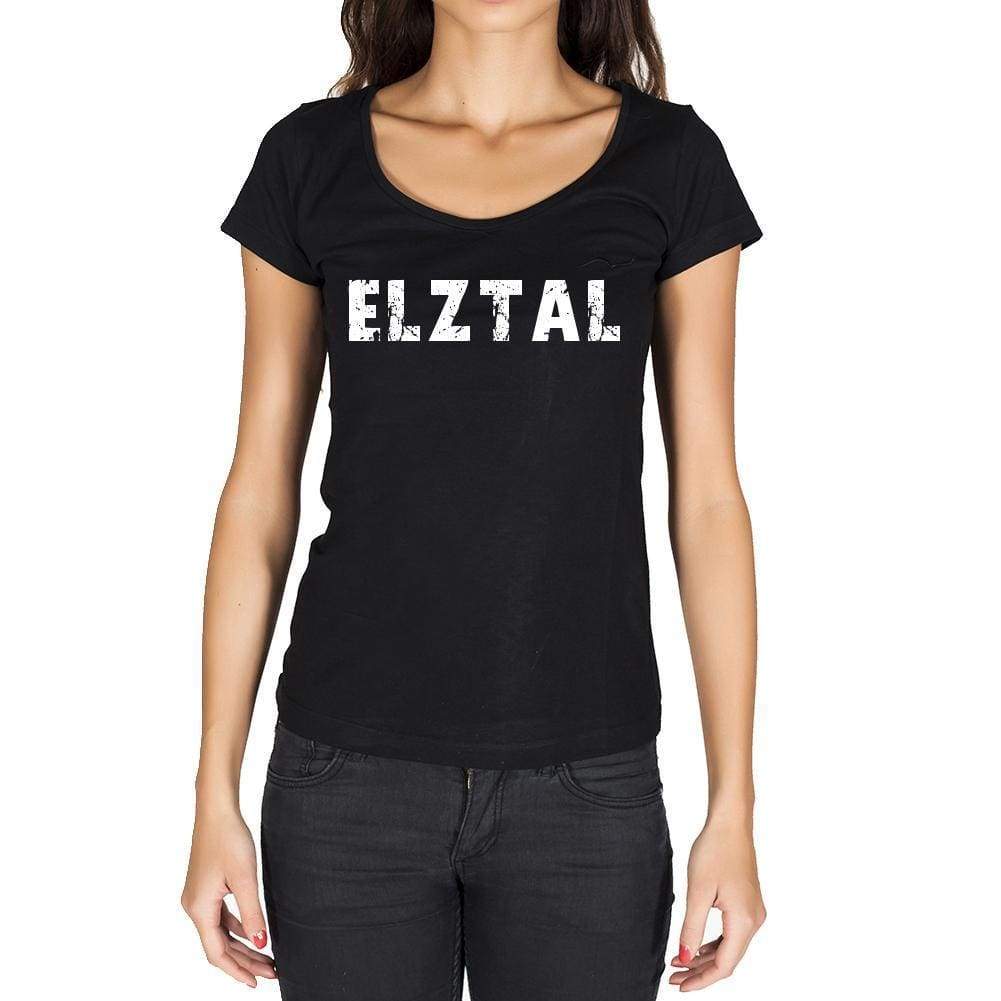 Elztal German Cities Black Womens Short Sleeve Round Neck T-Shirt 00002 - Casual