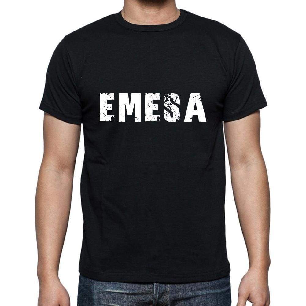 Emesa Mens Short Sleeve Round Neck T-Shirt 5 Letters Black Word 00006 - Casual