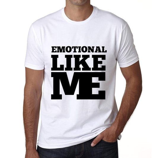 Emotional Like Me White Mens Short Sleeve Round Neck T-Shirt 00051 - White / S - Casual