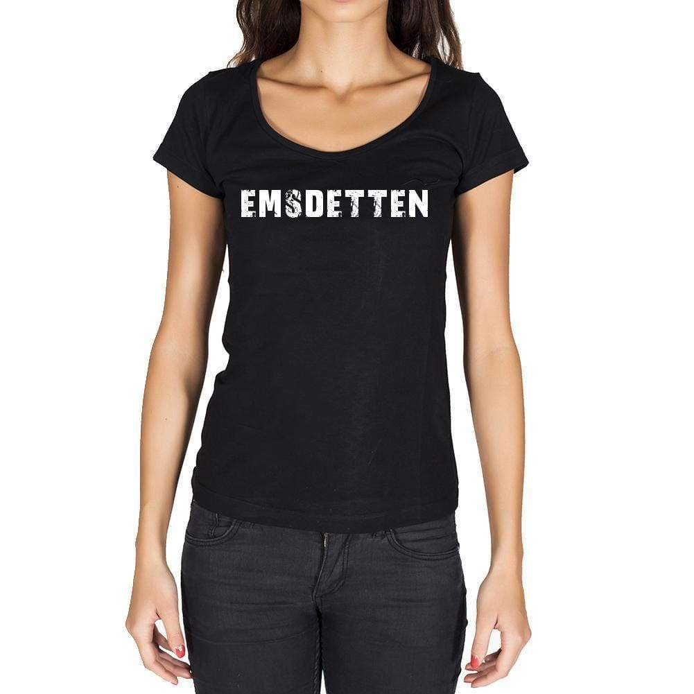 Emsdetten German Cities Black Womens Short Sleeve Round Neck T-Shirt 00002 - Casual