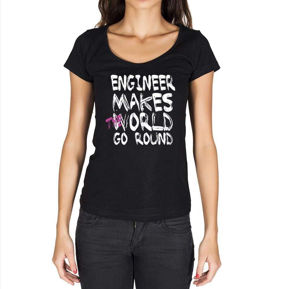 Engineer World Goes Round Womens Short Sleeve Round Neck T-Shirt 00081 - Black / Xs - Casual