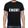 enoki Men's Short Sleeve Round Neck T-shirt , 5 letters Black , word 00006