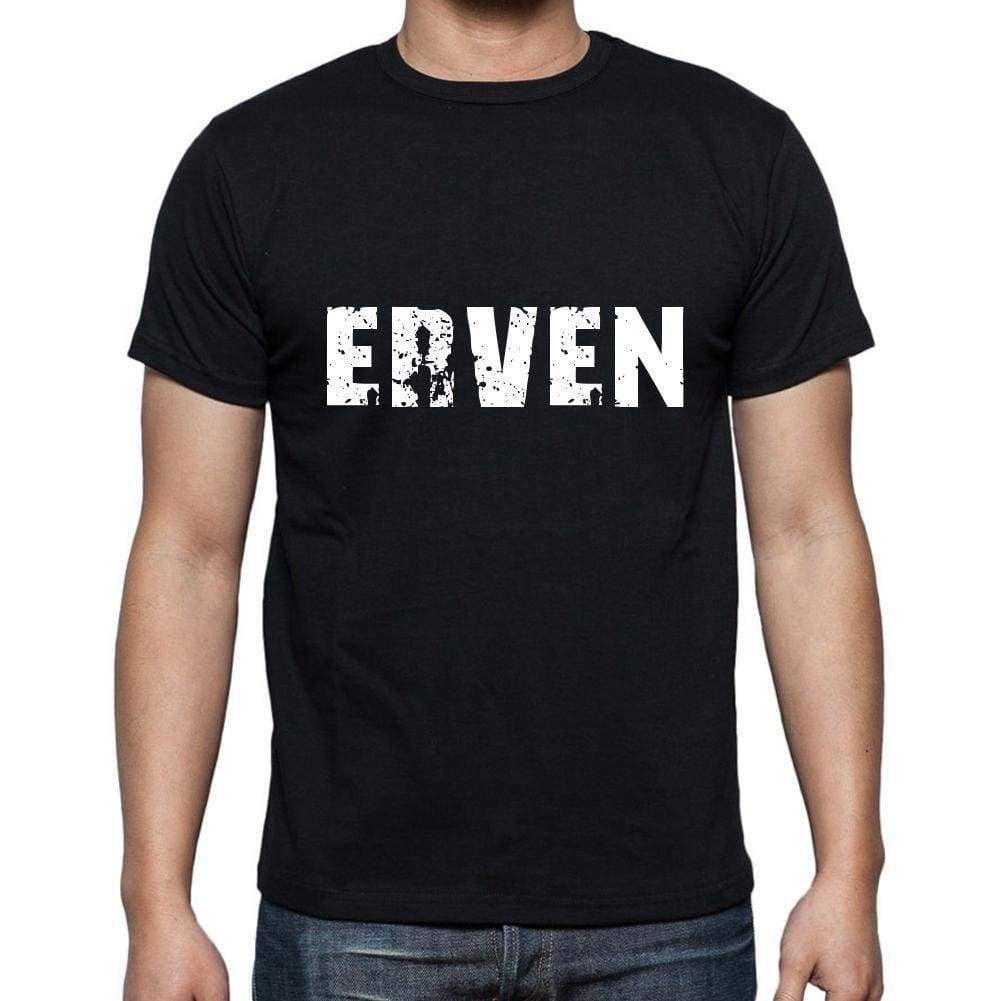 Erven Mens Short Sleeve Round Neck T-Shirt 5 Letters Black Word 00006 - Casual
