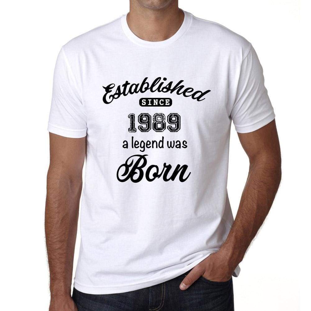 Established Since 1989 Mens Short Sleeve Round Neck T-Shirt 00095 - White / S - Casual