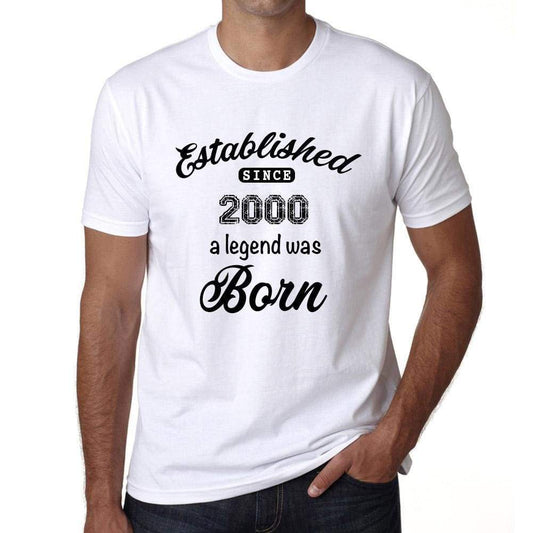 Established Since 2000 Mens Short Sleeve Round Neck T-Shirt 00095 - White / S - Casual