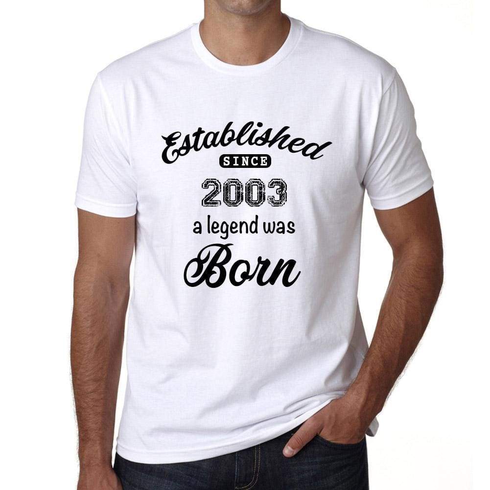 Established Since 2003 Mens Short Sleeve Round Neck T-Shirt 00095 - White / S - Casual