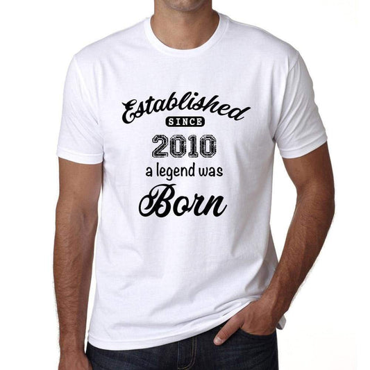 Established Since 2010 Mens Short Sleeve Round Neck T-Shirt 00095 - White / S - Casual