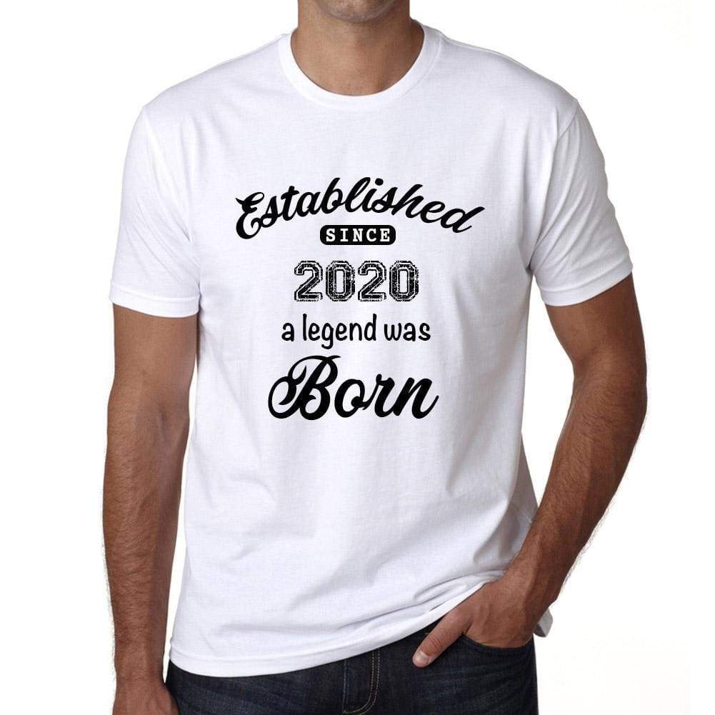 Established Since 2020 Mens Short Sleeve Round Neck T-Shirt 00095 - White / S - Casual
