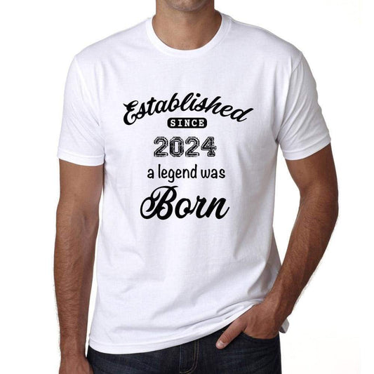 Established Since 2024 Mens Short Sleeve Round Neck T-Shirt 00095 - White / S - Casual