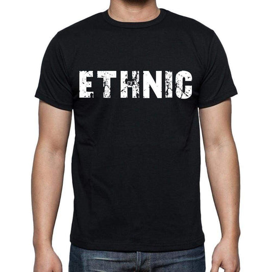 Ethnic Mens Short Sleeve Round Neck T-Shirt Black T-Shirt En