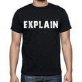 explain Men's Short Sleeve Round Neck T-shirt , Black T-shirt EN
