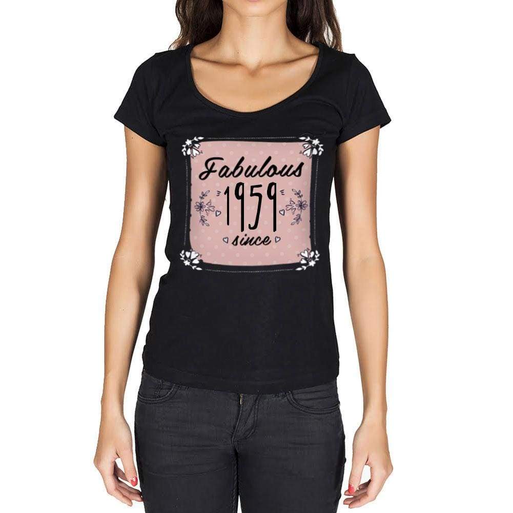 Fabulous Since 1959 Womens T-Shirt Black Birthday Gift 00434 - Black / Xs - Casual